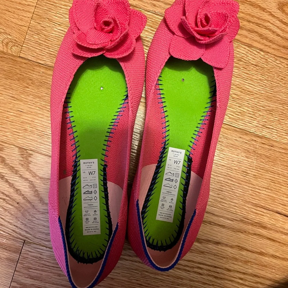 Rothy's Pink Flats with Floral Embellishment - Picture 5 of 5
